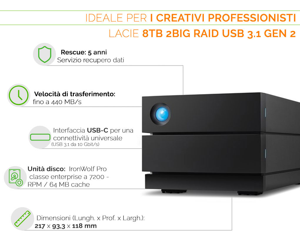 LaCie 2big raid hard disk ideale per i professionisti creativi